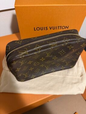 Louis Vuitton Monogram Canvas Toiletry or Cosmetics Bag - Brown and Gold